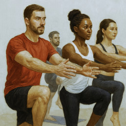Verschiedene Menschen beim Sport