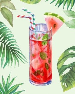 Ein Glas Wassermelonen Cocktail